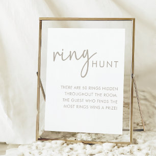 Taupe & White Minimalist Bridal Shower Ring Hunt Poster
