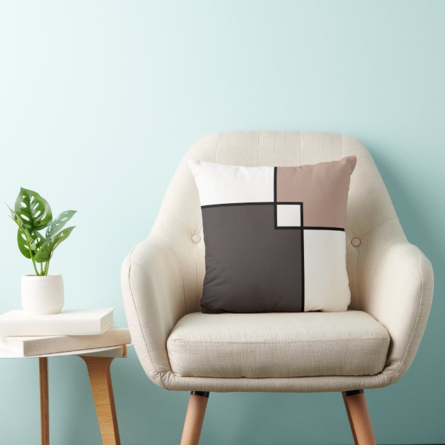 Taupe White Squares Cushion (Chair)