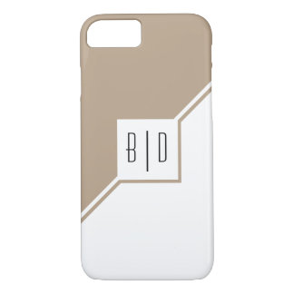 Taupe, white triangles, monogram modern geometric iPhone 8/7 case