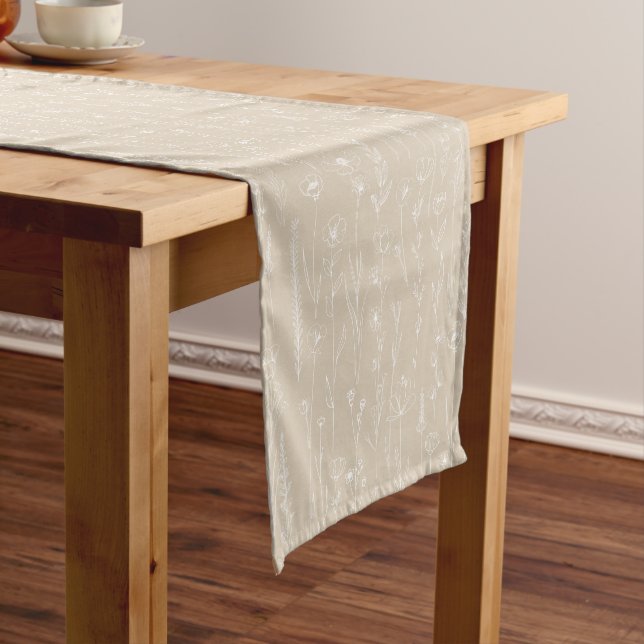 Taupe Wildflower Baby Shower Table Runner (In Situ)