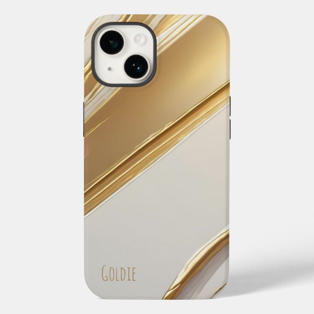 Taupe with Golden Diagonals Case-Mate iPhone Case (Back)