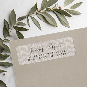 Taupe Wood Grain Personalised Return Address Label
