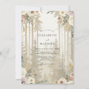 Taupe Woodland Eucalyptus Wedding Invitation