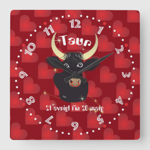 Taur 21 avrigl fin 20 matg Ura Square Wall Clock