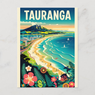 Tauranga New Zealand Retro Travel Poster Art Holiday Postcard