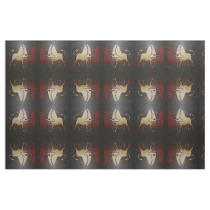 Taurean Bulls Animal Abstract Art Fabric