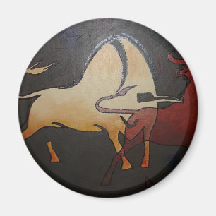 Taurean Bulls Animal Abstract Art Magnet