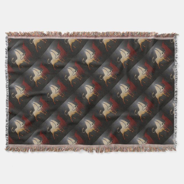 Taurean Bulls Animal Abstract Art Throw Blanket (Front)