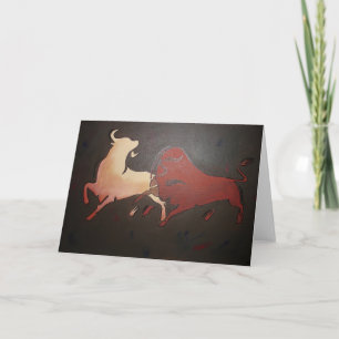 Taurean Bulls Animal Art Card