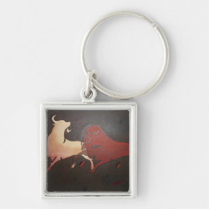 Taurean Bulls Animal Art  Key Ring
