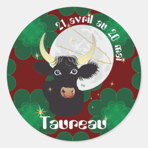 Taureau 21 avril au 20 mai Autocollants Classic Round Sticker