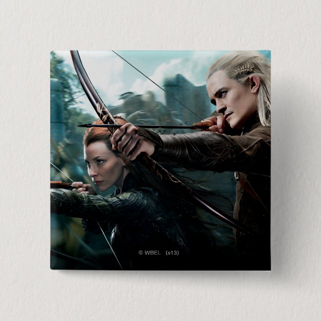 TAURIEL™ and LEGOLAS GREENLEAF™ Movie Poster 15 Cm Square Badge (Front)