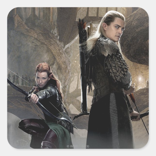 TAURIEL™ And LEGOLAS GREENLEAF™ Movie Poster 2 Square Sticker (Front)