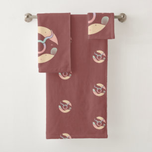 TAURUS, Abstract Design of the Zodiac Sign,  Bath Towel Set