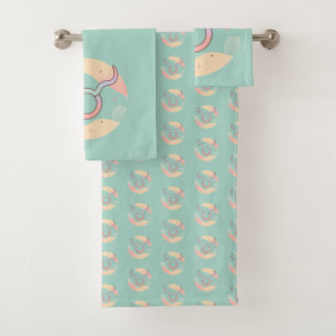TAURUS, Abstract Design of the Zodiac Sign, Bath Towel Set