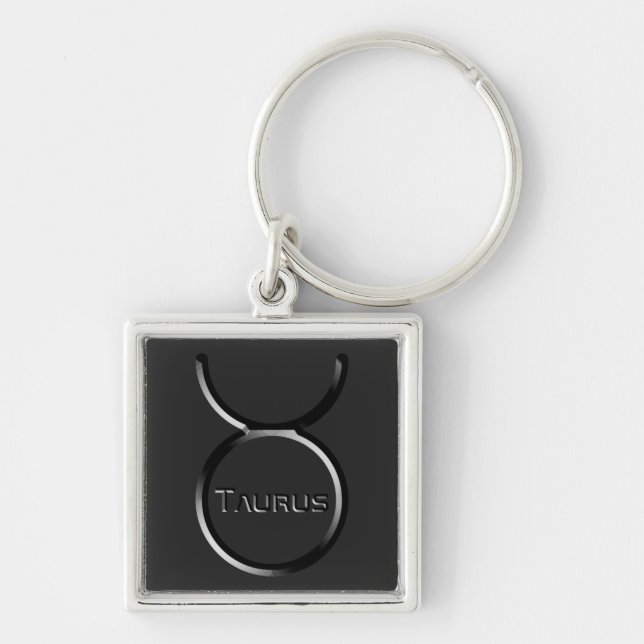 TAURUS, Abstract Design of the Zodiac Sign,  Key Ring (Front)