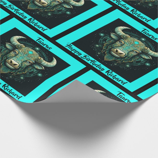 Taurus Add Name Birthday Horoscope Gift  Wrapping Paper (Corner)
