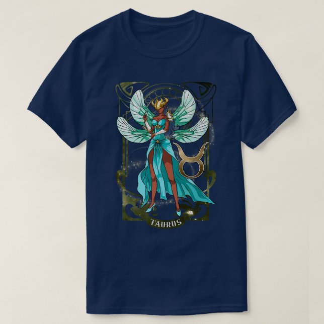 Taurus Anime Birthday Fairy Fairies Taurus Black G T-Shirt (Design Front)