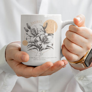 Taurus Astrology Floral Lily Zodiac Birthday Gift Coffee Mug