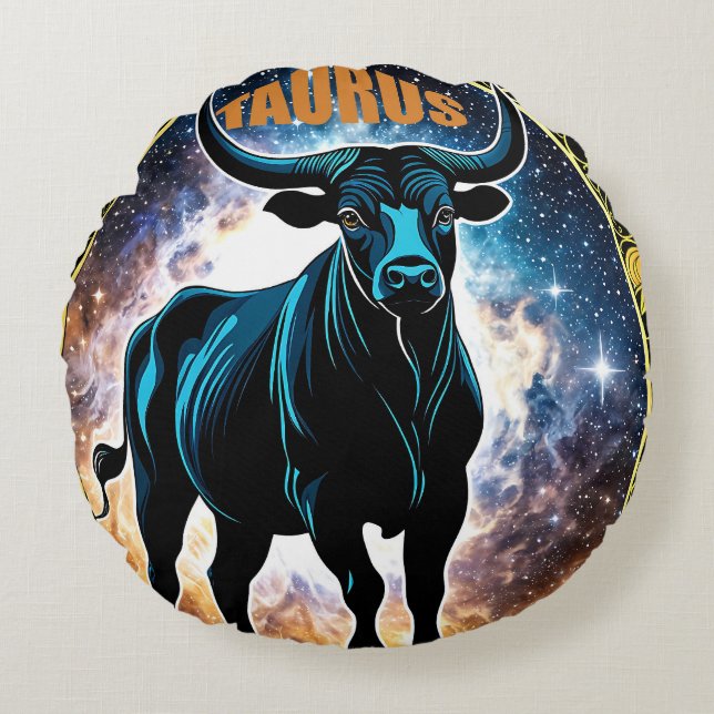 Taurus astrology sign round cushion (Front)