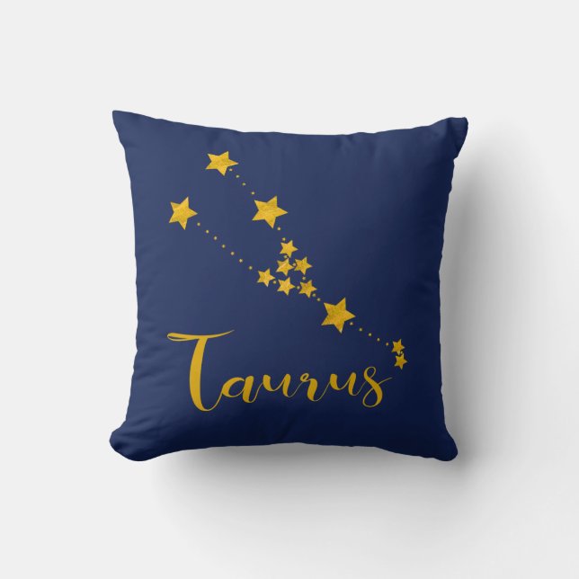 Taurus Astrology with Constellation of Stars Cushion (Front)