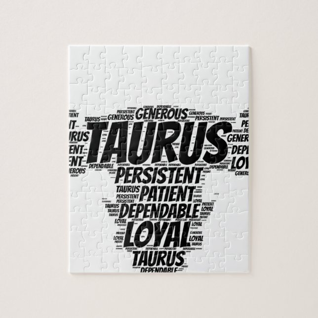 Taurus Astrology Zodiac Sign Word Cloud Jigsaw Puzzle (Vertical)