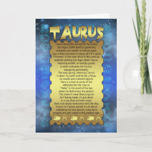 Taurus Birthday Card - Zodiac Birthday Card - Taur