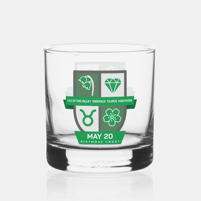 Taurus Birthday Crest™ for May 1-20 Whiskey Glass (Front)