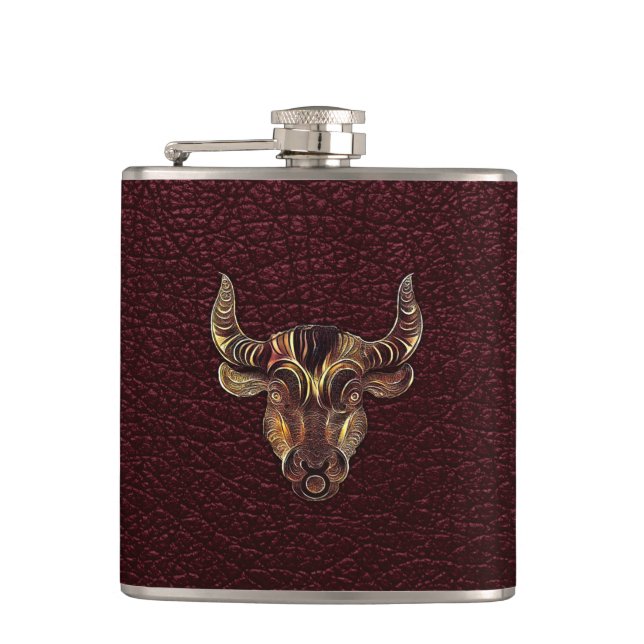 Taurus Bronze Hip Flask (Front)