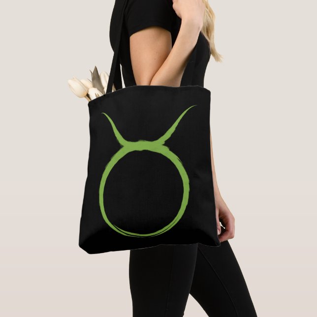 TAURUS Bull Green Astrology Zodiac April May Sign Tote Bag (Close Up)