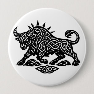 Taurus Bull Sigil — Earthbound Zodiac Inkwork 10 Cm Round Badge