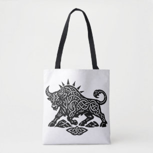 Taurus Bull Sigil — Earthbound Zodiac Inkwork Tote Bag