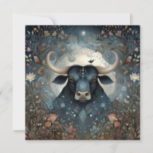 Taurus Bull Zodiac Astrology Mystical Birthday Card