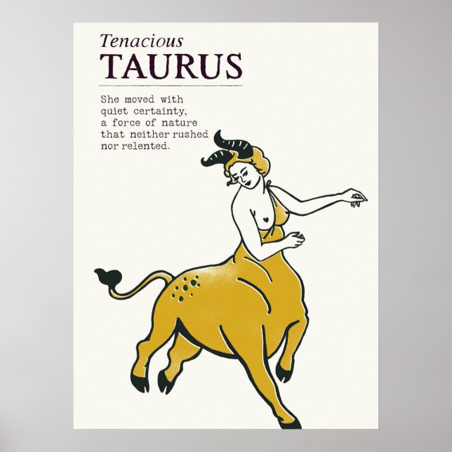 Taurus Bull Zodiac Sign Boho Chic Astrology Poster (Front)