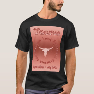 Taurus Characteristics (Zodiac Earth Sign + Bull) T-Shirt