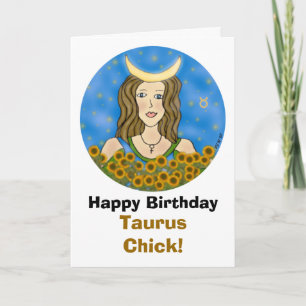 Taurus Chick Birthday Card