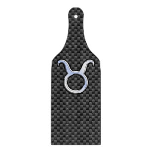 Taurus Chrome Like Zodiac Sign on Carbon Fibre Cutting Board