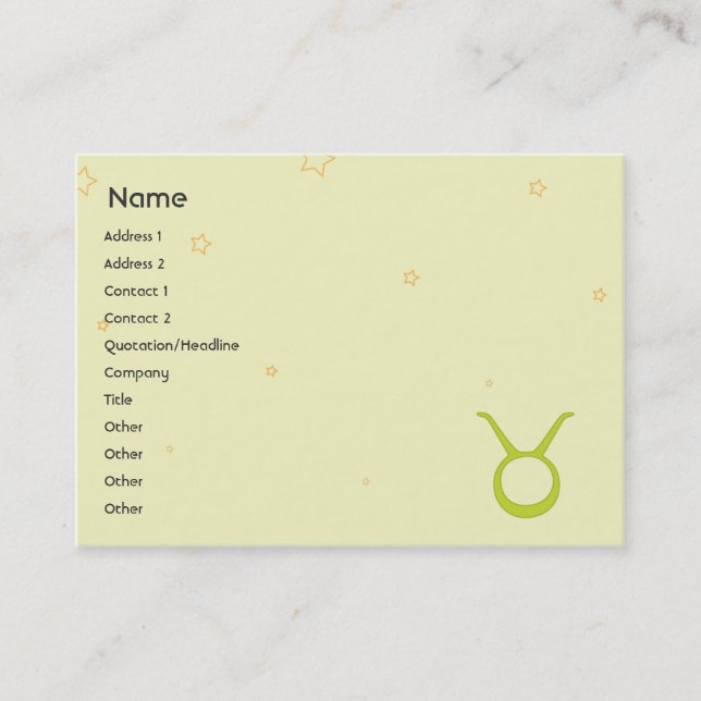Taurus - Chubby Business Card (Front)