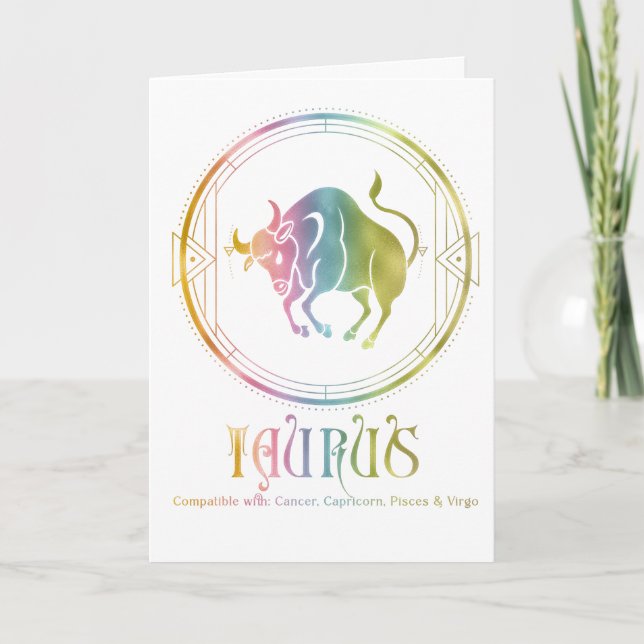 Taurus Compatibility Birthday Greeting Card (Front)