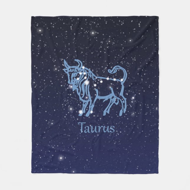 Taurus Constellation and Zodiac Sign with Stars Fleece Blanket (Front)