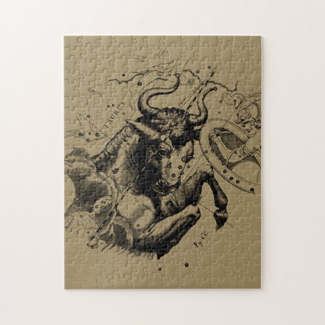 Taurus Constellation Hevelius 1690 Engraving Jigsaw Puzzle (Vertical)
