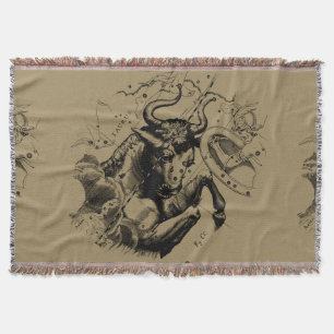 Taurus Constellation Hevelius 1690 Engraving Throw Blanket