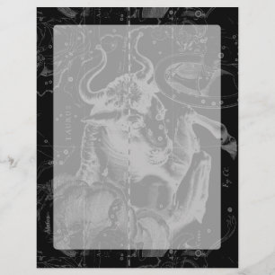 Taurus Constellation Map Hevelius 1690 on Black