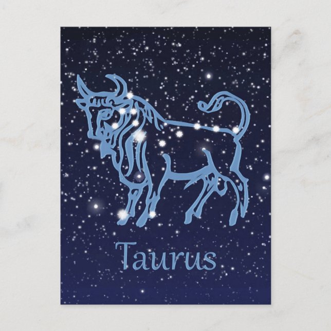 Taurus Constellation & Zodiac Sign with Stars Postcard (Front)