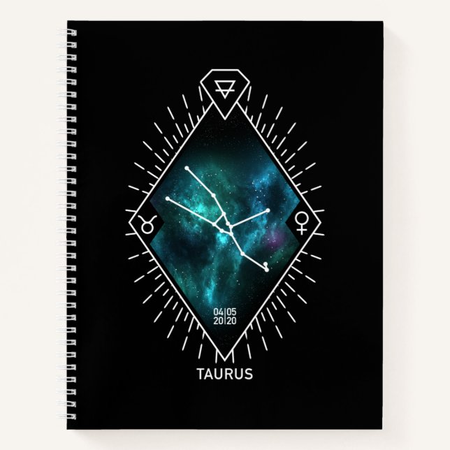 Taurus Constellation & Zodiac Symbol Notebook (Front)