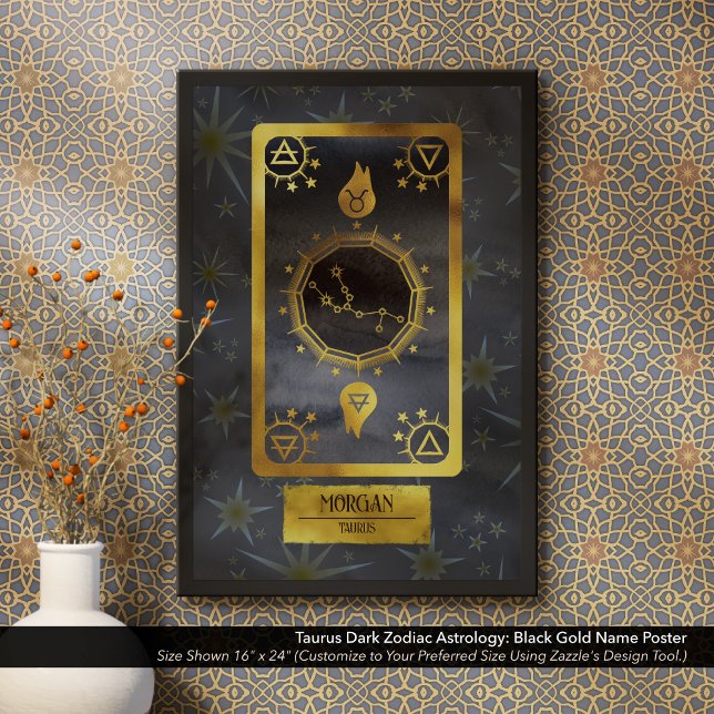 Taurus Dark Zodiac Astrology: Black Gold Name Poster (Dark Zodiac Poster: for the Birth Sign Taurus in Black and Gold Personalized with Your Name.)