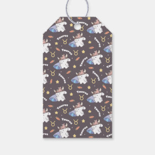 Taurus Dreams - Sleepy Zodiac Bunny Pattern Gift Tags
