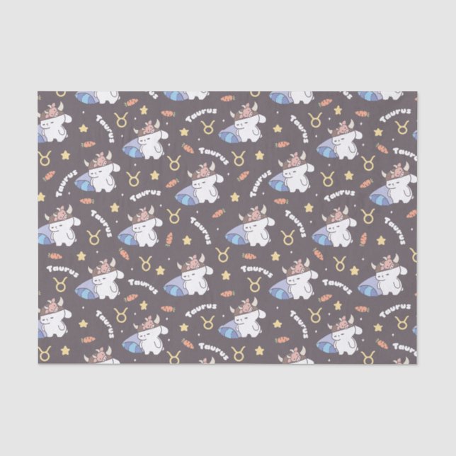 Taurus Dreams - Sleepy Zodiac Bunny Pattern Tissue Paper (Front)