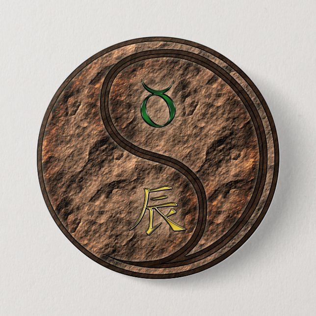 Taurus & Earth Dragon 7.5 Cm Round Badge (Front)