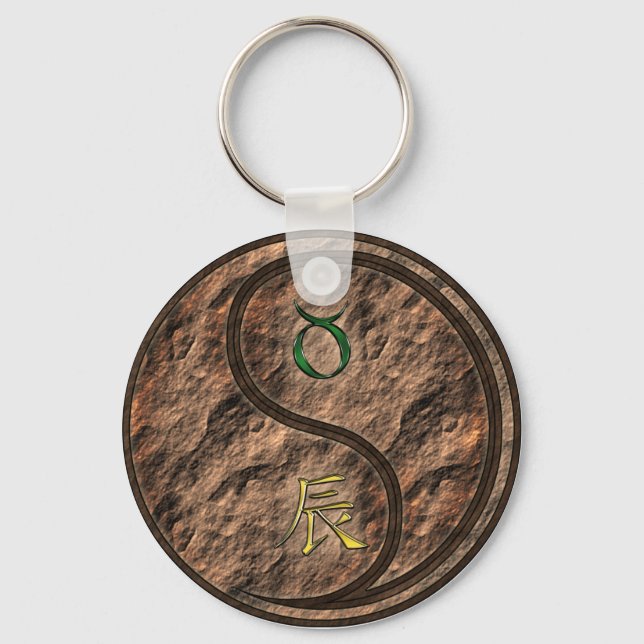 Taurus & Earth Dragon Key Ring (Front)